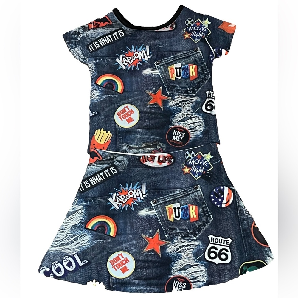 Toddler Girl Patch Work Outfit 2 Piece (NWOT)